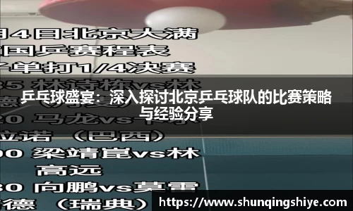 乒乓球盛宴：深入探讨北京乒乓球队的比赛策略与经验分享